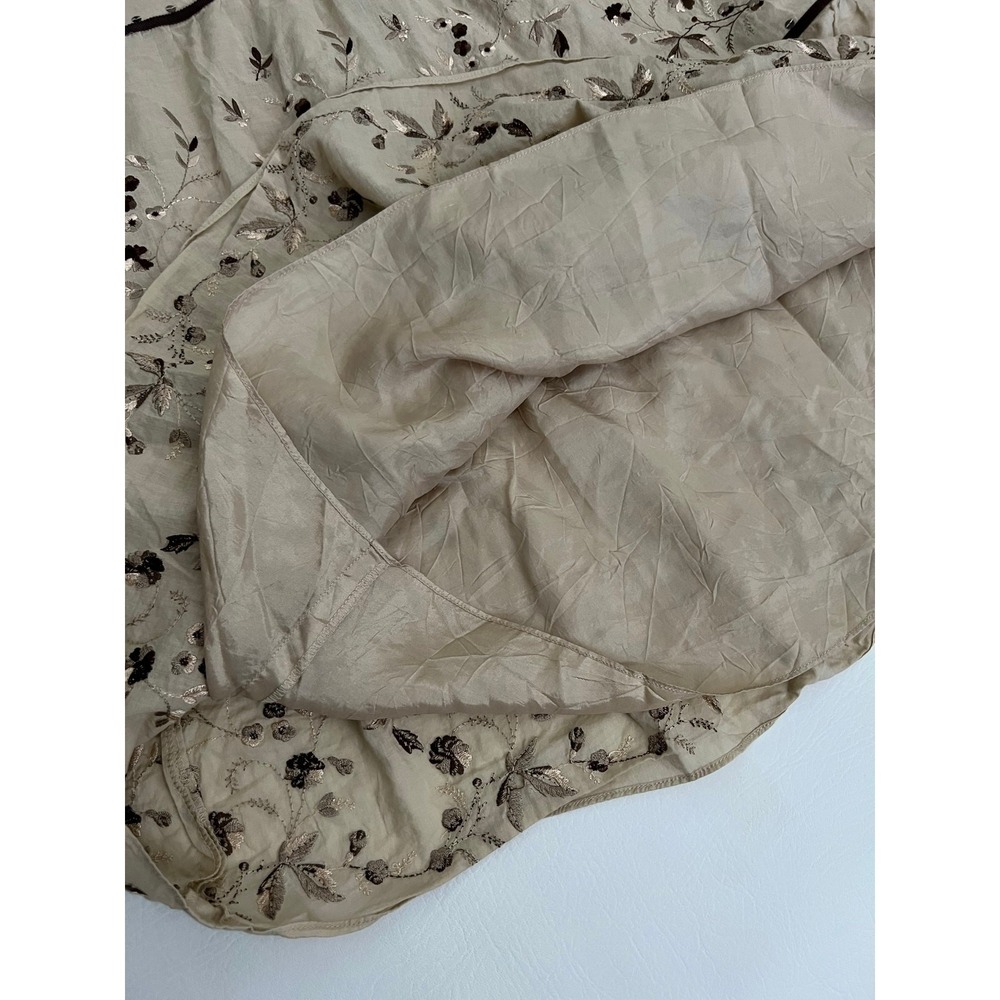 Ann Taylor Cottagecore Embroidered Tiered Midi Skirt 10 Boho Cotton Linen Look - Picture 6 of 9